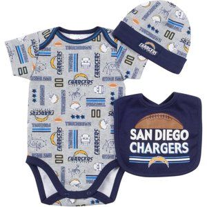 Baby Boys Chargers Fan Bodysuit, Cap and Bib New with tags